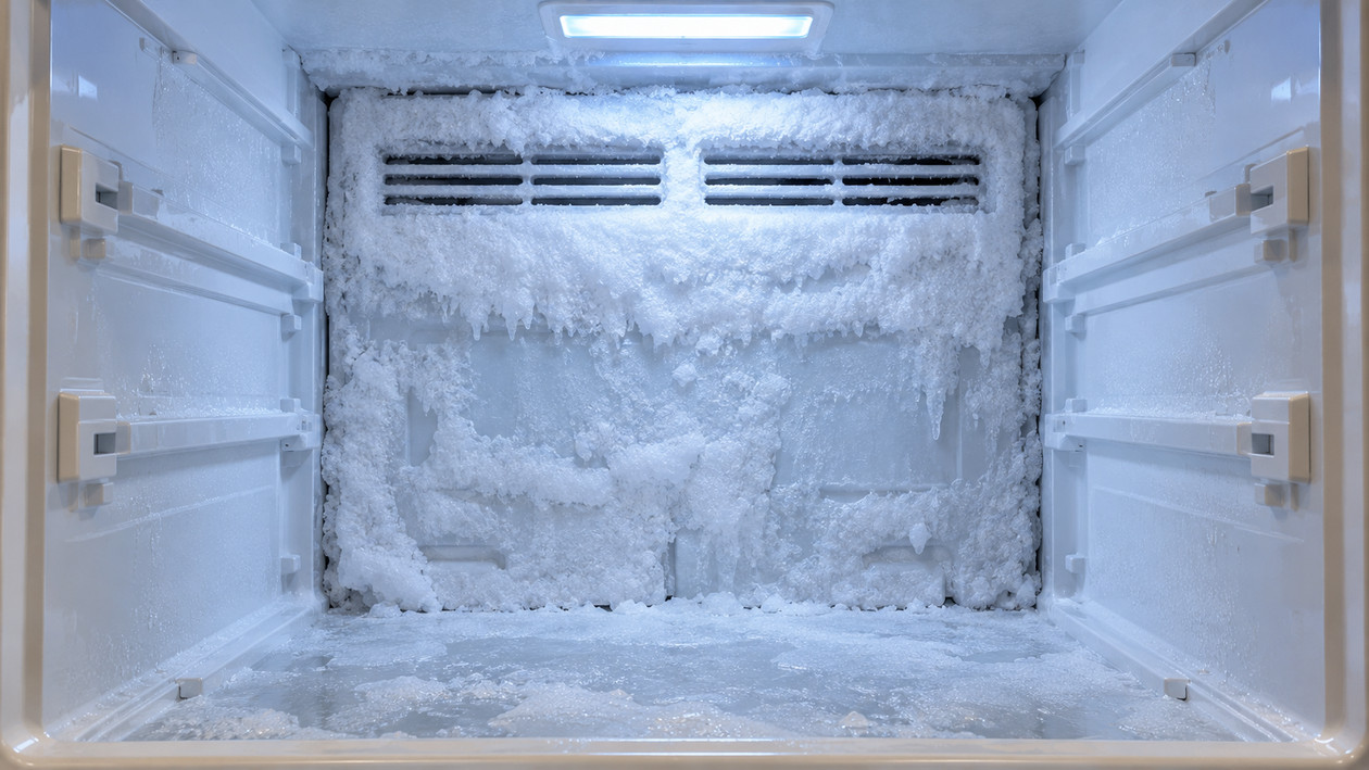 NoFrost dondurucunun arka panelinde ve hava çıkış ağzında biriken kar ve buz